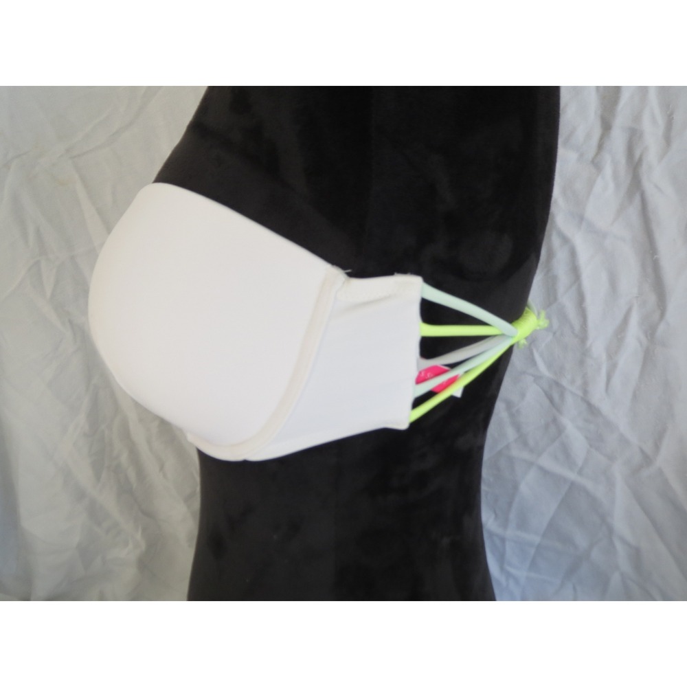 Women's Victoria Secret White Strapless Bikini Top Neon Strappy 34DD‎ - Picture 3 of 6